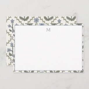Papier à lettres Cartes Bleu & Vert Motif Floral