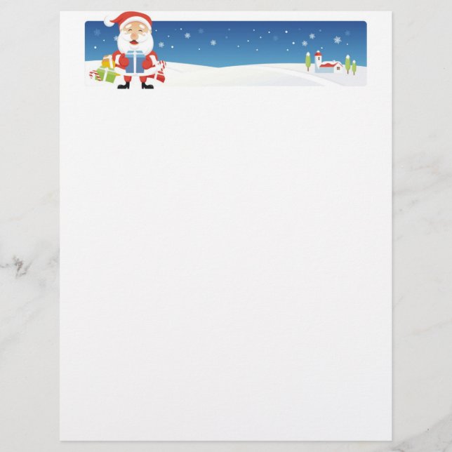 Papier à lettres de Noël - Bannière Père Noël (Devant)