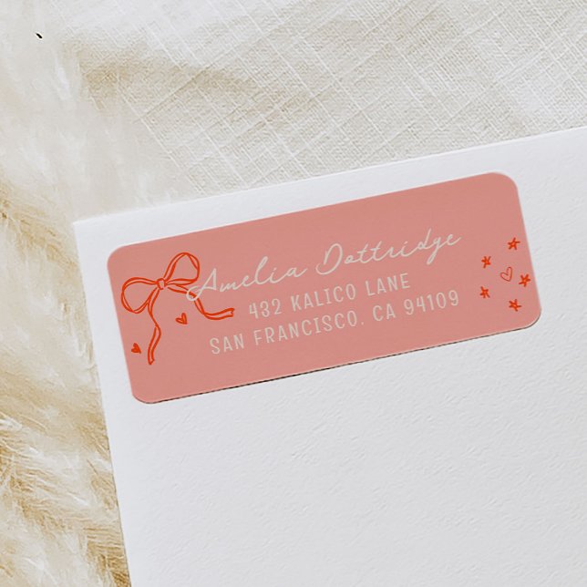 Papier à lettres de retour rose et rouge à l'illus (Pink and Red Girly Sketch Return Address Label)