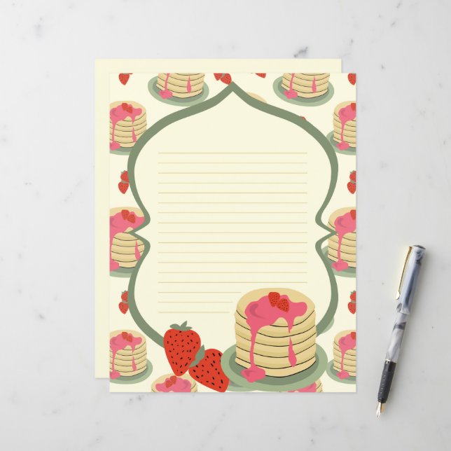 Papier à lettres doublé de crêpes (Devant/Arrière en situation)