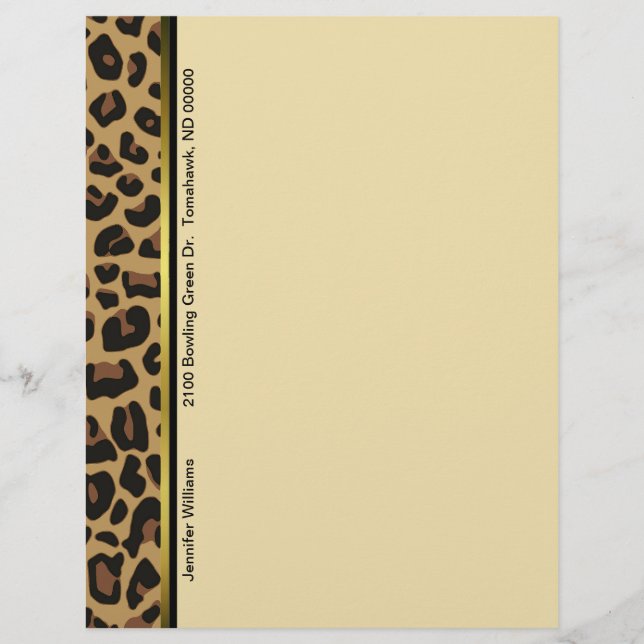 Papier à lettres Empreinte de léopard personnalisé (Devant)