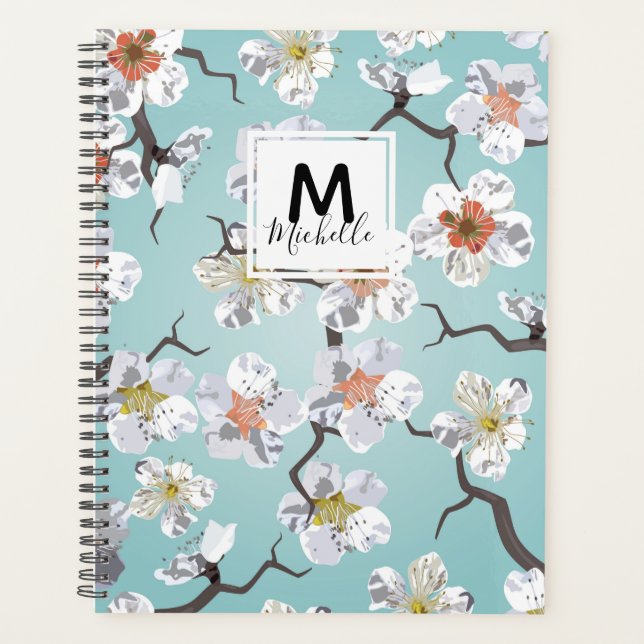 Papier à lettres en fleurs de cerisier blanc Monog (Devant)
