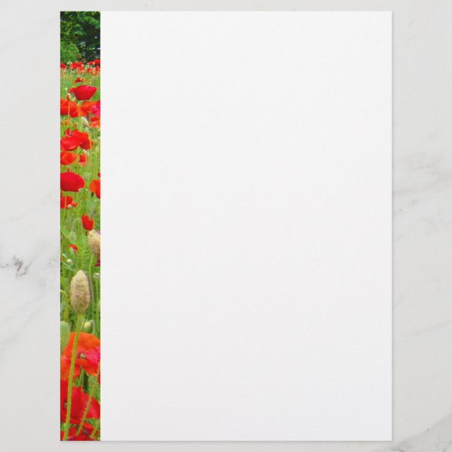 Papier à lettres en-tête rouge à fleurs personnali (Devant)