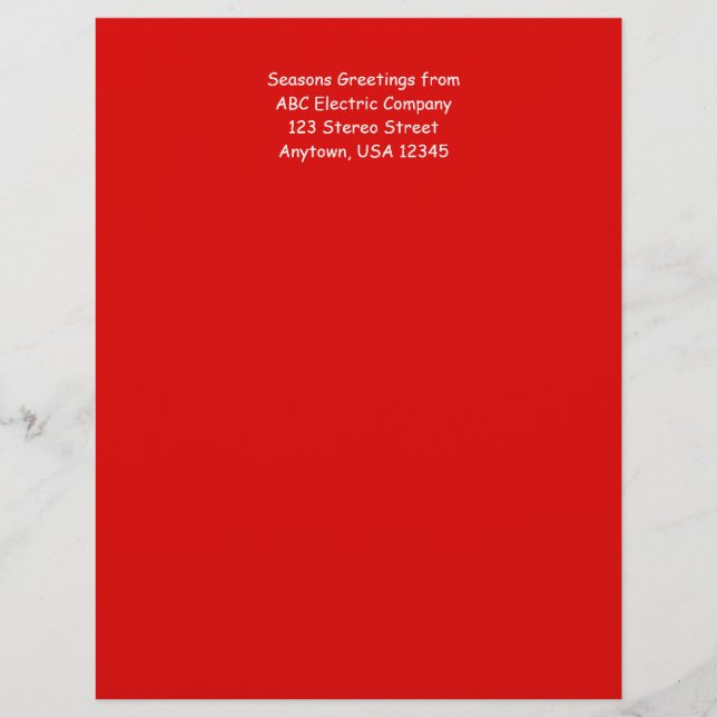 Papier à lettres en-tête rouge, personnalisé (Devant)