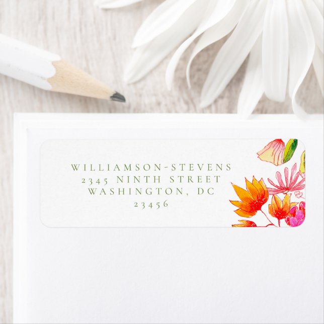 Papier à lettres floral aquarelle rose vert orange (En situation)