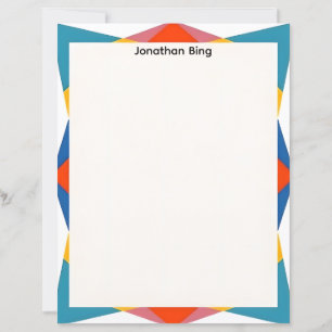 Papier à lettres géométrique bleu rouge jaune