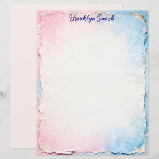 Papier à lettres grunge rose et bleu