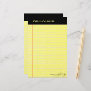 Papier à lettres jaune à papier à lettre noire