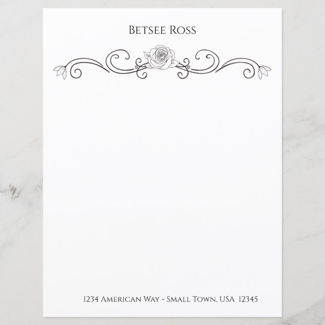 Papier à lettres personnalisées noir et blanc élég (Devant)