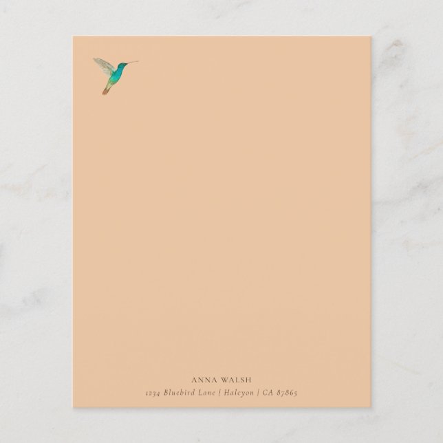 Papier à lettres personnalisées pour colibri (Devant)