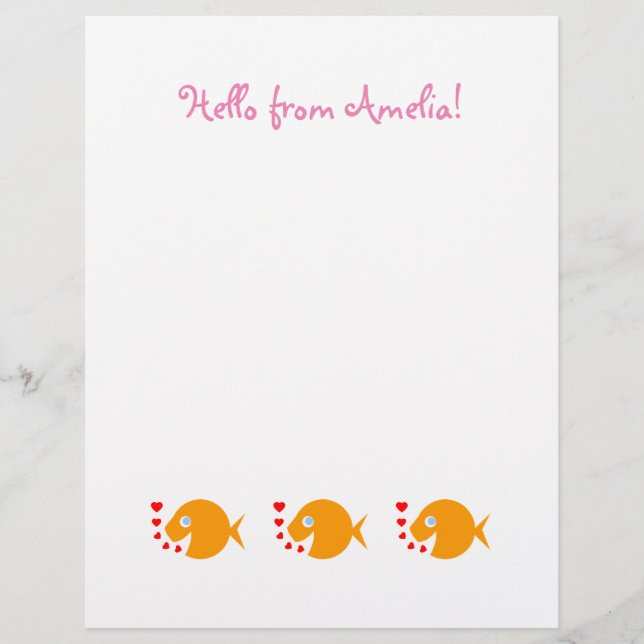 Papier à lettres pour poisson d'or joyeux pour enf (Devant)