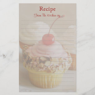 Papier à lettres rouge cerise cupcake Lined Recett
