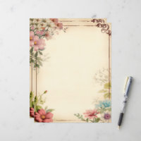Papier à lettres scrapbook floral Shabby Chic