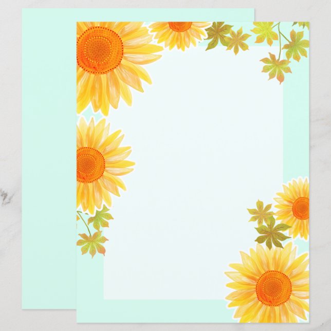 Papier à lettres tournesol (Devant / Derrière)