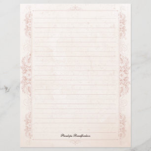 Papier à lettres vintage victorien avec nom et lig