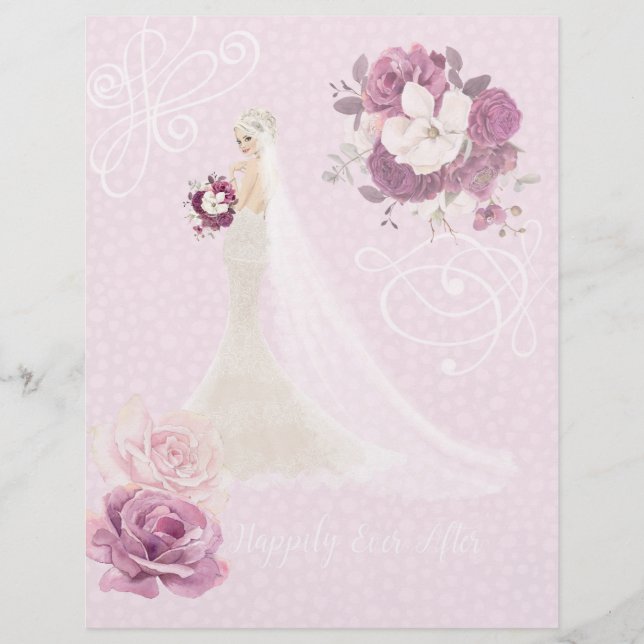 Papier à Mariage pour mariée rose Floral (Devant)