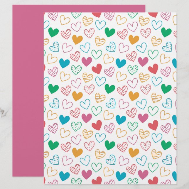 Papier à Motif couleur coeur (Devant / Derrière)