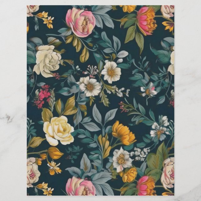 Papier à motif floral rétro (Devant)