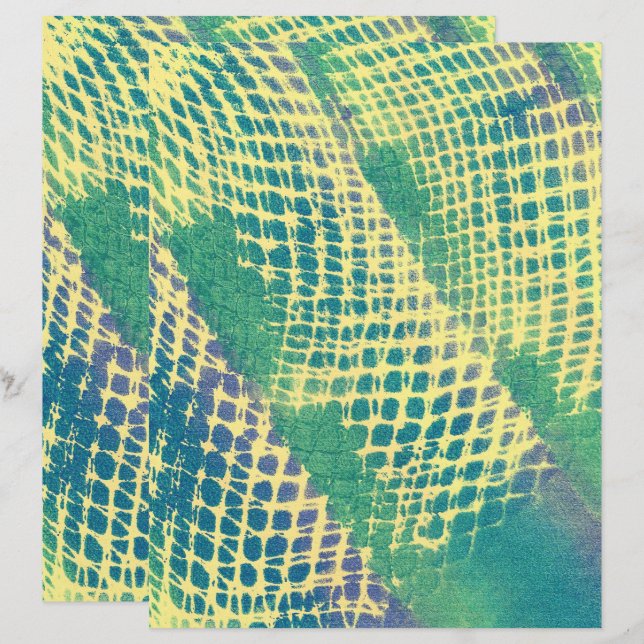 Papier à Motif jaune bleu bleu vert Diamant (Devant / Derrière)