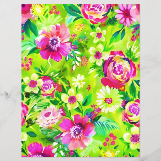 Papier à motif vert et rose (Devant)