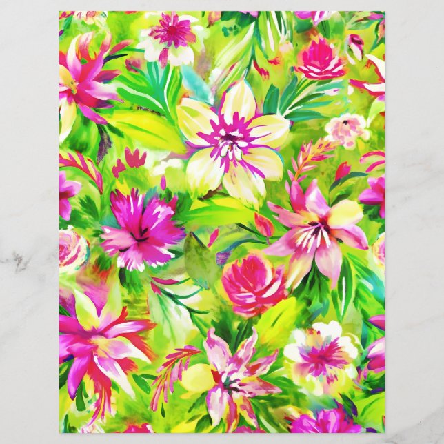 Papier à motif vert et rose (Devant)