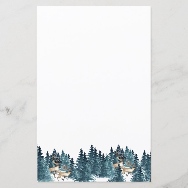 Papier à papeterie de la forêt d'hiver (Devant)