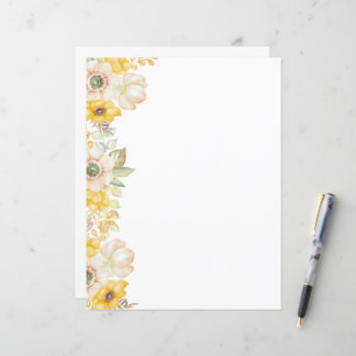 Papier à papeterie floral coquelicot élégant