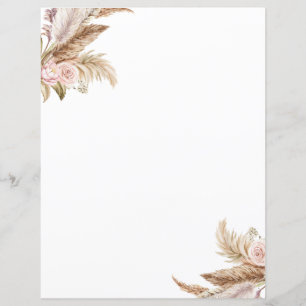 Papier à papeterie florale Pampas Boho