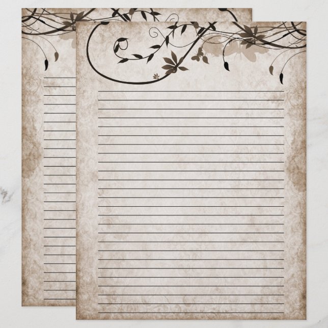 Papier à papeterie vintage élégant (Devant / Derrière)