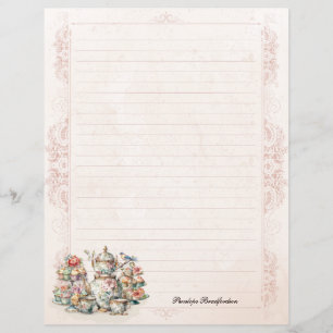 Papier à papeterie vintage Rose victorien