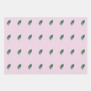 Papier à papier à écorce de plumes roses Peacock
