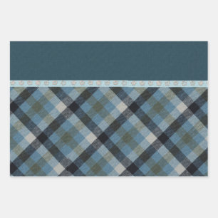 Papier à papier à envelopper bleu Tartan Plat Se