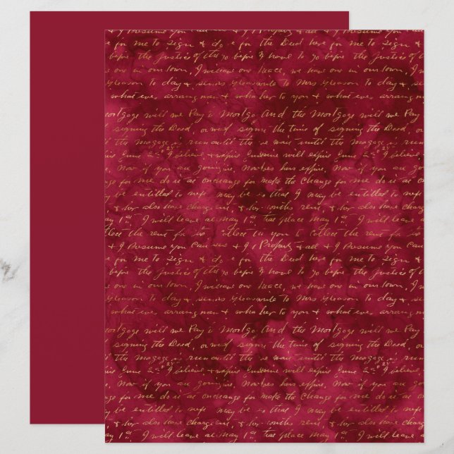 Papier à papier à gravure de script or de Bourgogn (Devant / Derrière)