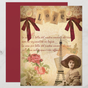 Papier à papier à morceau vintage Love Collage Tex