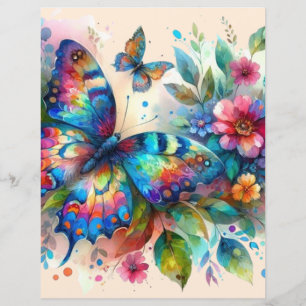 Papier à papier à scandale à fleurs de papillon d'