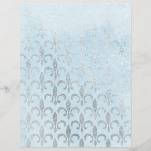 Papier à papier à scandale bleu et argent Fleur de