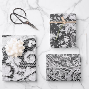 Papier à papier d'enveloppement de LACE d'époque J