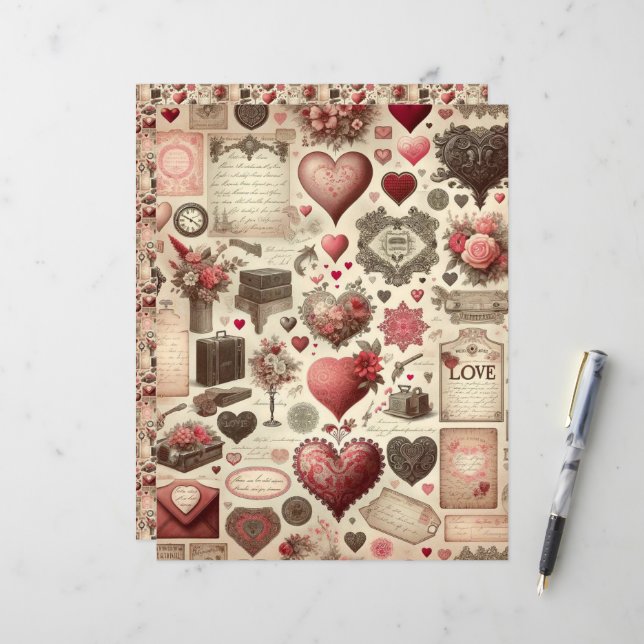 Papier à papier pour albums de l'Ephémère Valentin (Devant/Arrière en situation)
