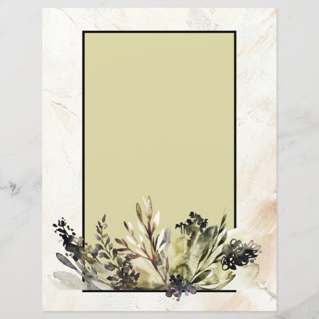Papier à rebut à dessin au charbon floral moderne (Devant)