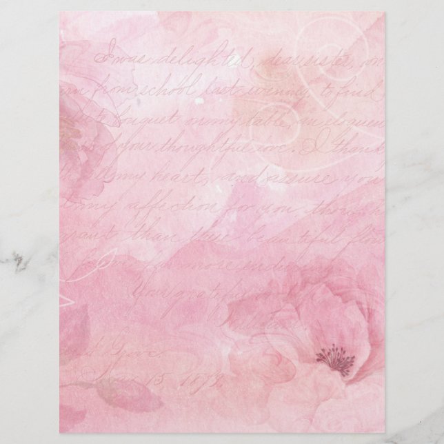 Papier à rebut à papier Pastel Pink Floral (Devant)