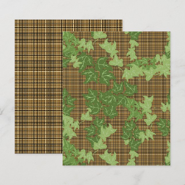 Papier à rebut blanc Brown Gold Plaid (Devant / Derrière)
