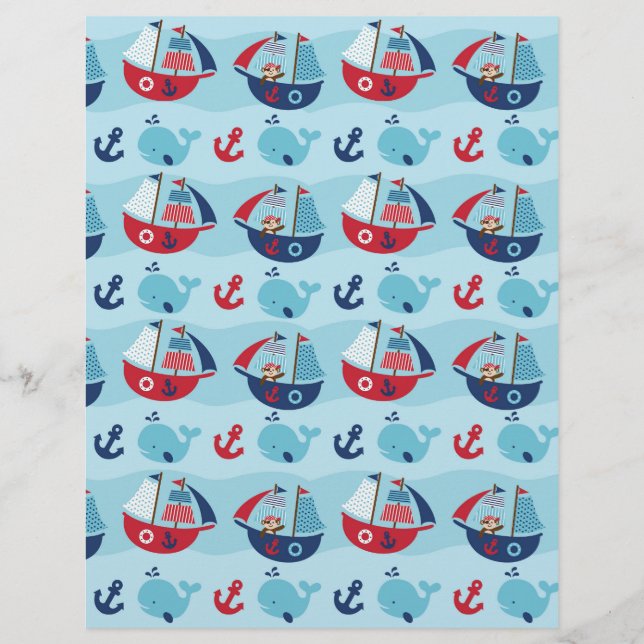 Papier à rebut de baleine pirate marine (Devant)