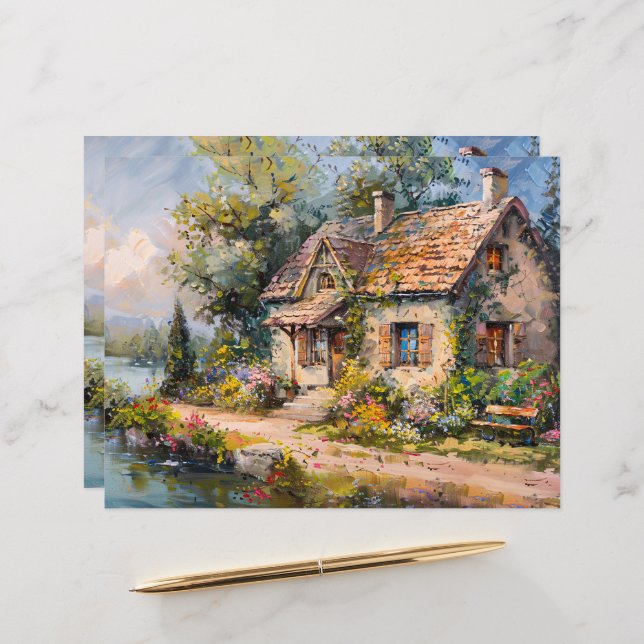 Papier à rebut de chalet de bord de mer Whimsical (Devant/Arrière en situation)