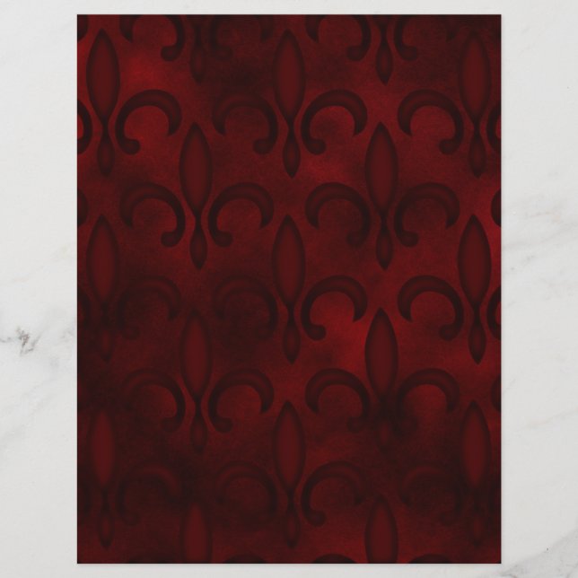 Papier à rebut Fleur de Lis Rouge foncé (Devant)