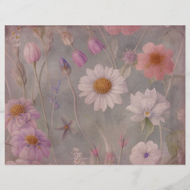 Papier à rebut Fleurs Vintages (Devant)