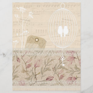 Papier à rebut floral à la crème et à la dentelle