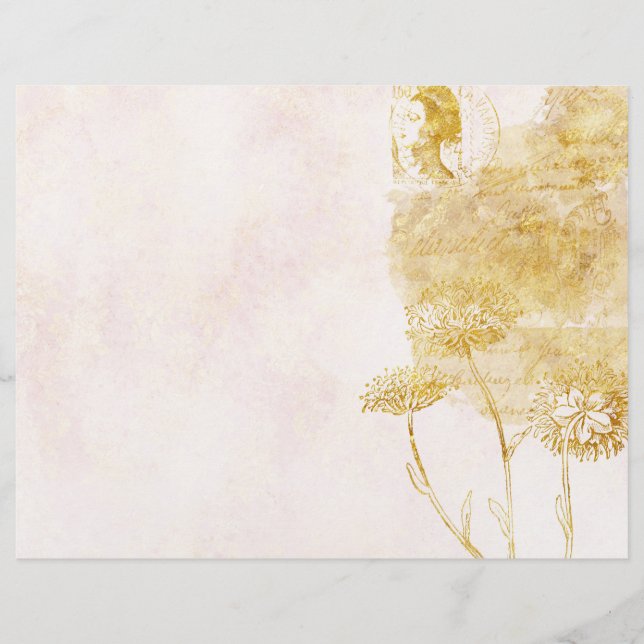Papier à rebut or et crème Floral (Devant)