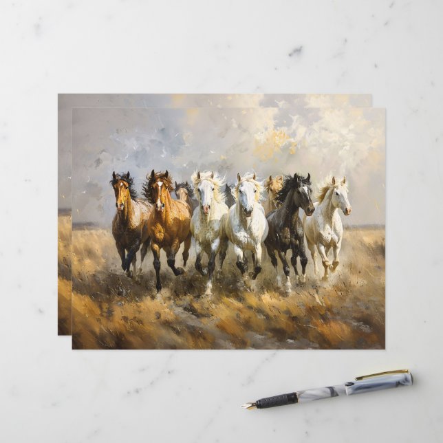 Papier à rebut peint par troupeau de chevaux (Devant/Arrière en situation)