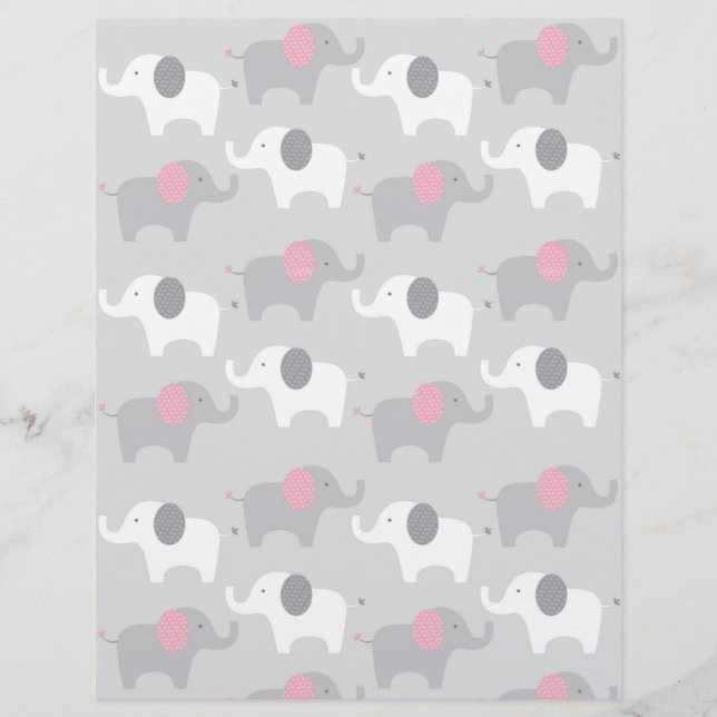 Papier à rebut pour bébé gris rose mod (Devant)