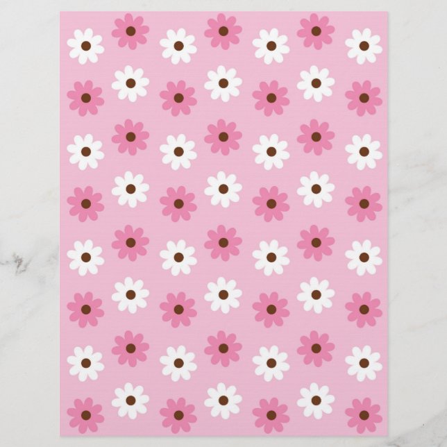 Papier à rebut pour bébé rose fleur blanc (Devant)